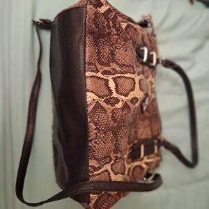 Used Python-Texture Shoulder Bag in Brown and Black